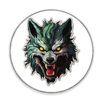 Wolf - Illustration - Runder Kühlschrankmagnet - Weiß - Vorne