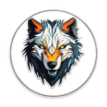 Wolf - Illustration - Runder Kühlschrankmagnet - Weiß - Vorne