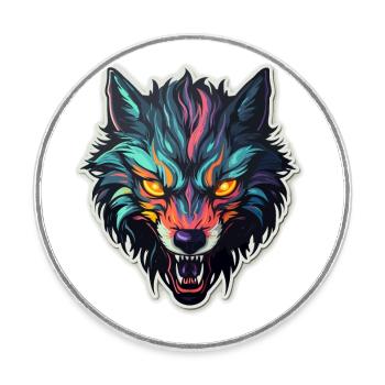 Wolf - Illustration - Runder Kühlschrankmagnet - Weiß - Vorne