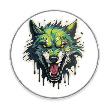 Wolf - Illustration - Runder Kühlschrankmagnet - Weiß - Vorne