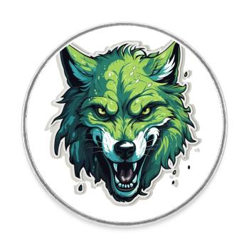 Wolf - Illustration - Runder Kühlschrankmagnet - Weiß - Vorne