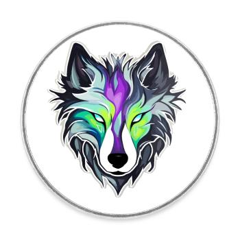 Wolf - Illustration - Runder Kühlschrankmagnet - Weiß - Vorne