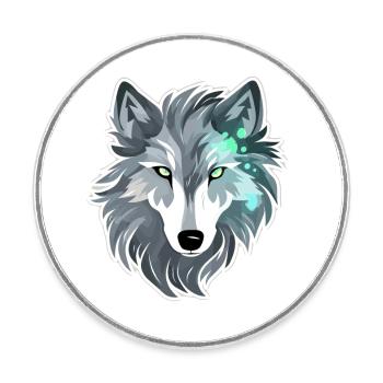 Wolf - Illustration - Runder Kühlschrankmagnet - Weiß - Vorne