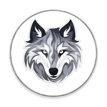 Wolf - Illustration - Runder Kühlschrankmagnet - Weiß - Vorne
