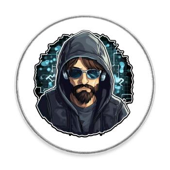 Ethical Hacker - Illustration - Runder Kühlschrankmagnet - Weiß - Vorne