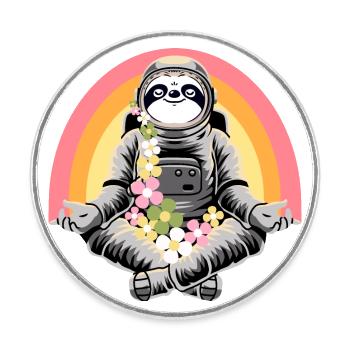 Paresseux faisant du yoga - Magnet rond - blanc - Devant