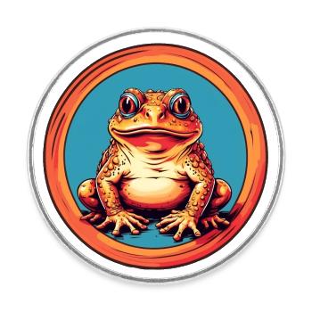 Frosch mit Mütze auf Farbklecksen - Runder Kühlschrankmagnet - Weiß - Vorne