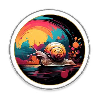 Snail in a colorful circle always with the calm - Round  fridge magnet - white - Front