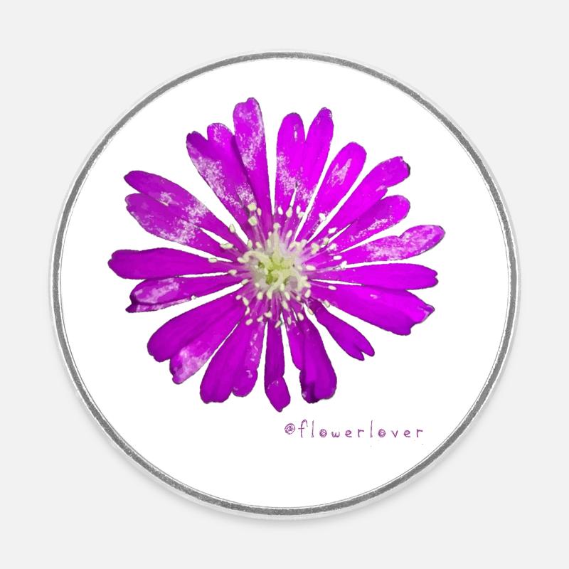 Flowerlover Nº 17 - Round  fridge magnet - white
