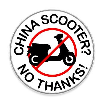 China Scooter? No Thanks! (2-colored) - Round  fridge magnet - white - Front