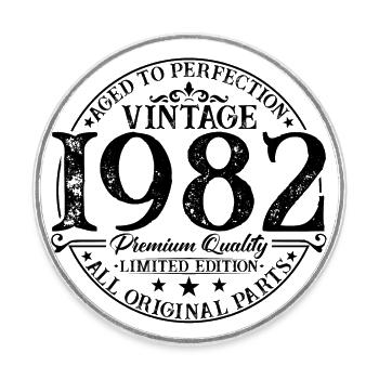 Born in 1982 Vintage Birthday Gift - Round  fridge magnet - white - Front