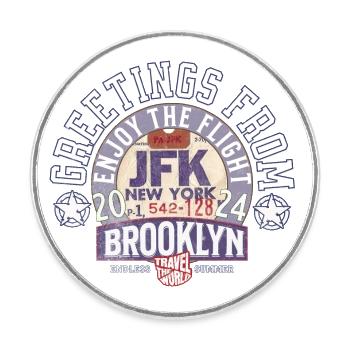 Grüße aus Brooklyn - Runder Kühlschrankmagnet - Weiß - Vorne