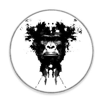 Rorschach Gorilla - Runder Kühlschrankmagnet - Weiß - Vorne