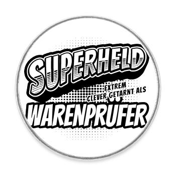 Superheld, clever getarnt als Warenprüfer - Runder Kühlschrankmagnet - Weiß - Vorne