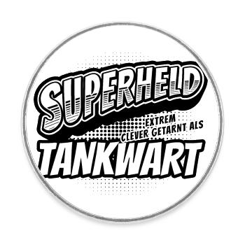 Superheld, clever getarnt als Tankwart - Runder Kühlschrankmagnet - Weiß - Vorne