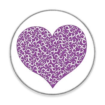 Coeur Infinity 3D - Violet - Magnet rond - blanc - Devant
