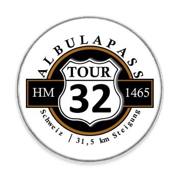 Radtour Rennrad Alpenpass Albulapass - Runder Kühlschrankmagnet - Weiß - Vorne