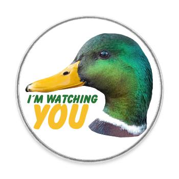 Canard - Je te regarde - Magnet rond - blanc - Devant