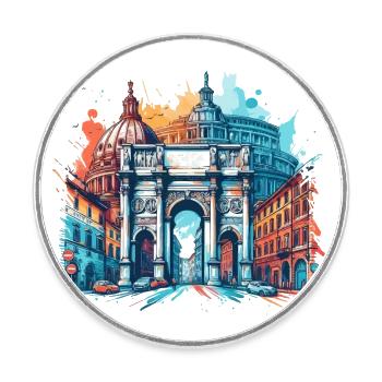 ROME VIBRANTE : UN APERÇU COLORÉ DE LA SPLENDEUR ITALIENNE - Magnet rond - blanc - Devant