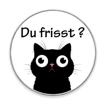 YANACAT Schwarze Katze ist hungrig Magnet Lustig - Runder Kühlschrankmagnet - Weiß - Vorne