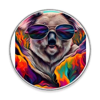 Koala mit Sonnenbrille - Runder Kühlschrankmagnet - Weiß - Vorne
