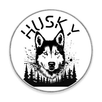 Husky - Round  fridge magnet - white - Front