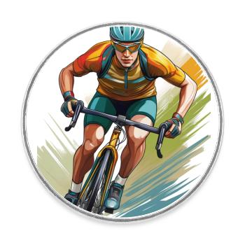 Ein Radrennfahrer im Sprint - Runder Kühlschrankmagnet - Weiß - Vorne