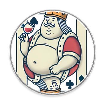 Drôle de roi de cœur buvant du vin - Magnet rond - blanc - Devant