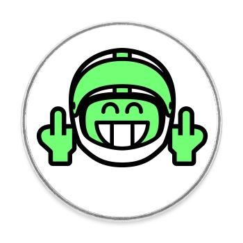 Emoticon Grin mit Motorradhelm & Stinkefinger - Runder Kühlschrankmagnet - Weiß - Vorne