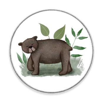 Süßer Bär (Teddybär) Kindermotiv Watercolor - Runder Kühlschrankmagnet - Weiß - Vorne
