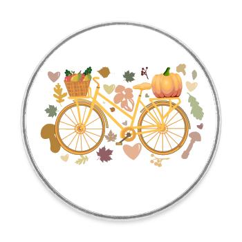 Herbst-Fahrrad - Runder Kühlschrankmagnet - Weiß - Vorne