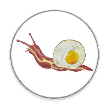 Bacon Roll Bacon et oeuf Oeuf au plat - Magnet rond - blanc - Devant