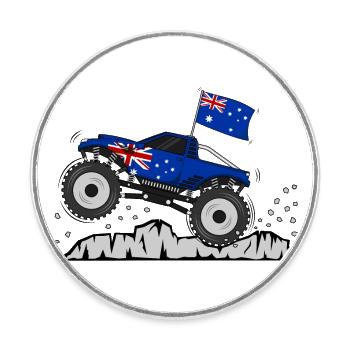 Drapeau Monster Truck Australia - Magnet rond - blanc - Devant