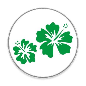 Hibiscus vert - Magnet rond - blanc - Devant