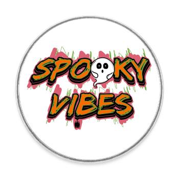 Süße Geister Halloween Sprüche Spooky Vibes - Runder Kühlschrankmagnet - Weiß - Vorne