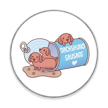 Mignons chiens de saucisse teckel dans une boîte drôle - Magnet rond - blanc - Devant