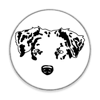 minimal Australian Shepherd Aussie dog - Round  fridge magnet - white - Front
