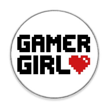 Gamer Girl Coeur Jeux - Magnet rond - blanc - Devant