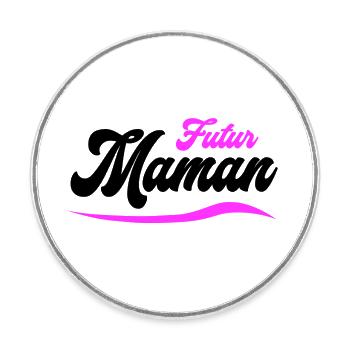 Futur Maman Script - Magnet rond - blanc - Devant