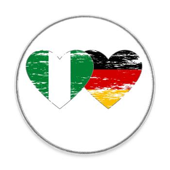 Nigeria Germany flag heart used - Round  fridge magnet - white - Front