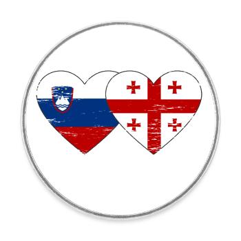 Slovénie Drapeau de la Géorgie coeur utilisé - Magnet rond - blanc - Devant