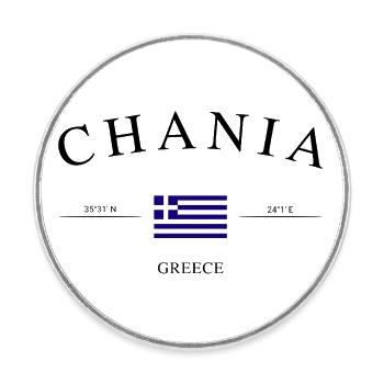 Chania Greece – Holiday Souvenir & Gift - Round  fridge magnet - white - Front