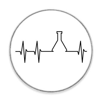ECG and Erlenmeyer flask - Round  fridge magnet - white - Front