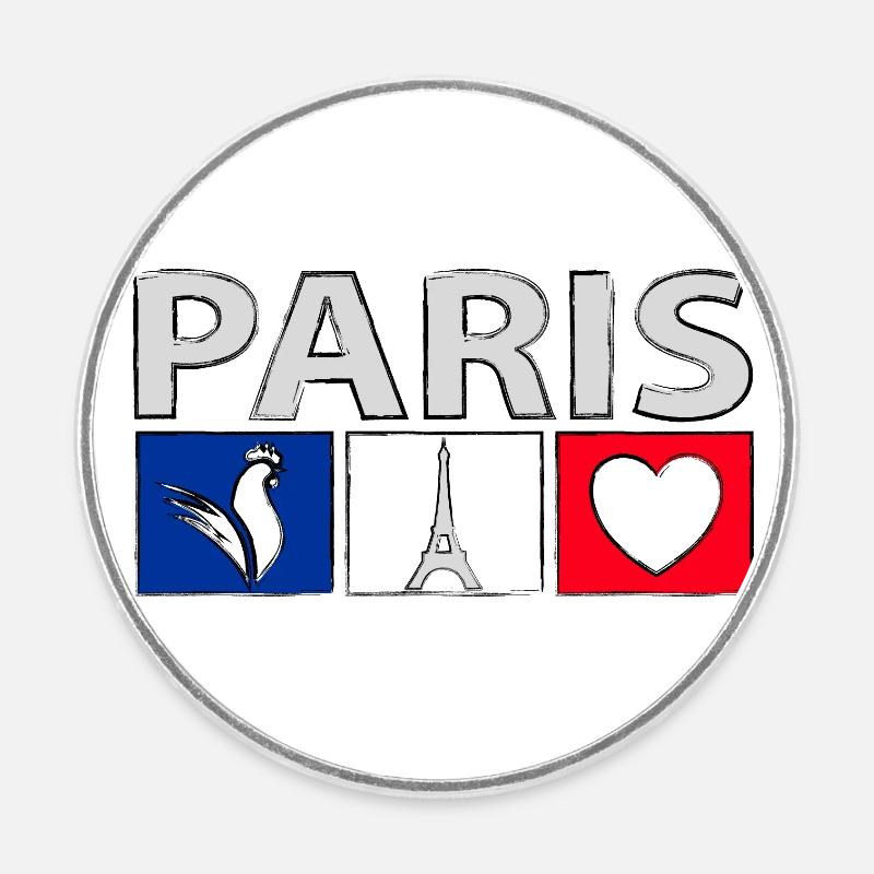 Paris avec du cœur - Magnet rond - blanc