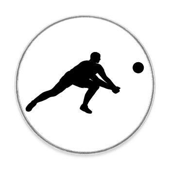 Strahlender Volleyballspieler in Aktion - Runder Kühlschrankmagnet - Weiß - Vorne