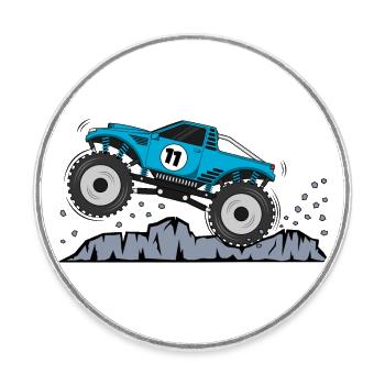 Monstertruck Geburtstag 11 Turkis - Runder Kühlschrankmagnet - Weiß - Vorne