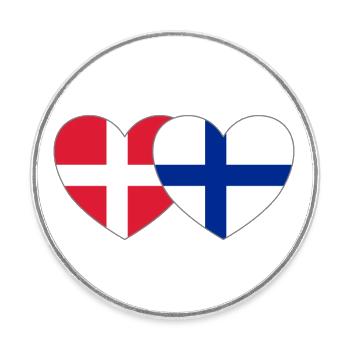 Danemark Finlande Flag Heart - Magnet rond - blanc - Devant