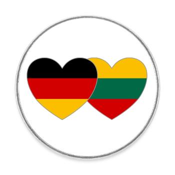 Deutschland Litauen Flagge Herz - Runder Kühlschrankmagnet - Weiß - Vorne