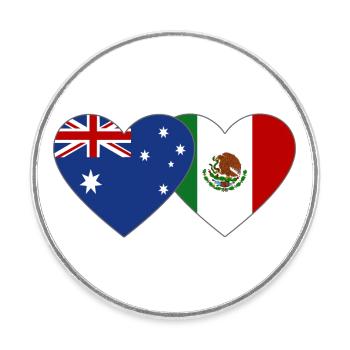 Australia Mexico Flag Heart - Round  fridge magnet - white - Front