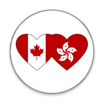 Canada Hong Kong Flag Heart - Round  fridge magnet - white - Front